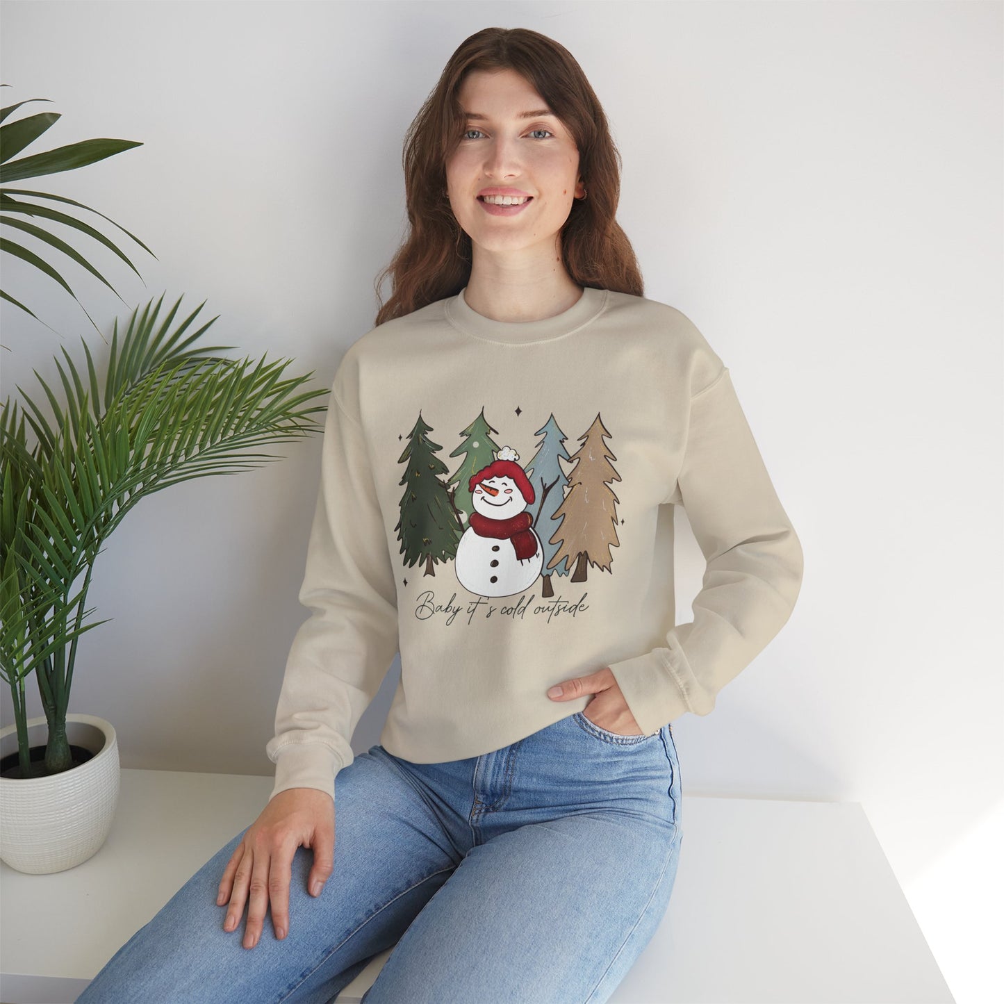 Baby It’s Cold Outside Snowman Christmas Sweatshirt – Cozy Winter Aesthetic Holiday Unisex Heavy Blend Crewneck