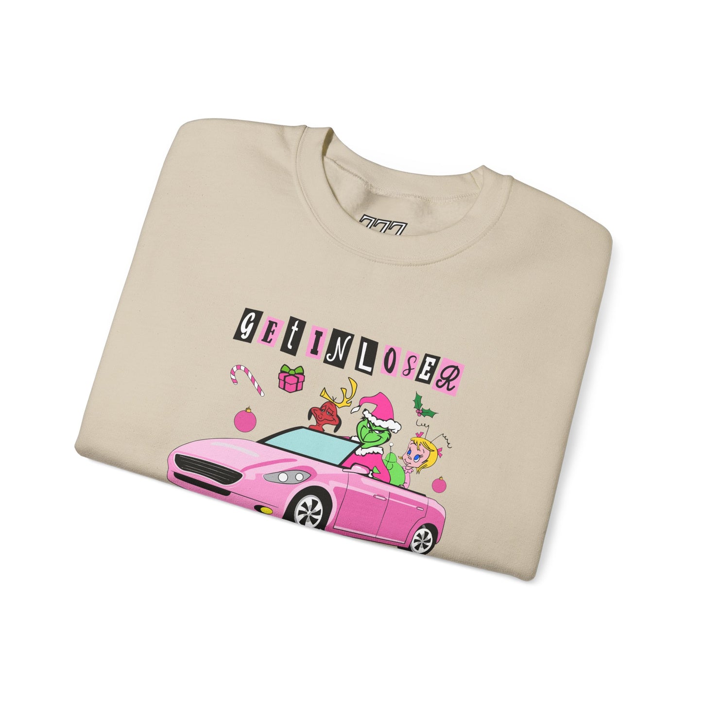 Get In Loser We’re Stealing Christmas Crewneck – Funny Green Holiday Creature Sweatshirt (Unisex)