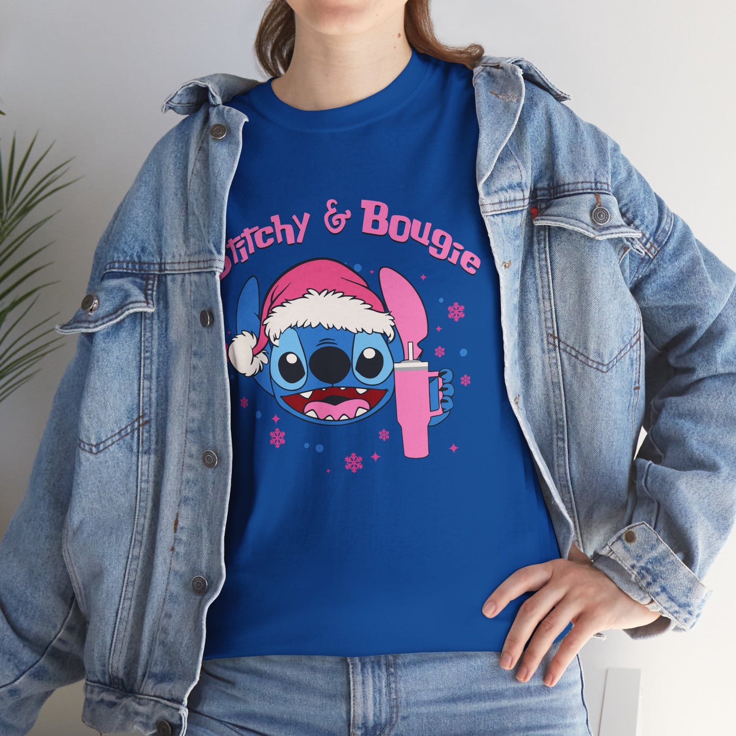 Stitchy & Bougie Christmas T-Shirt – Cute Holiday Women’s Heavy Cotton Tee