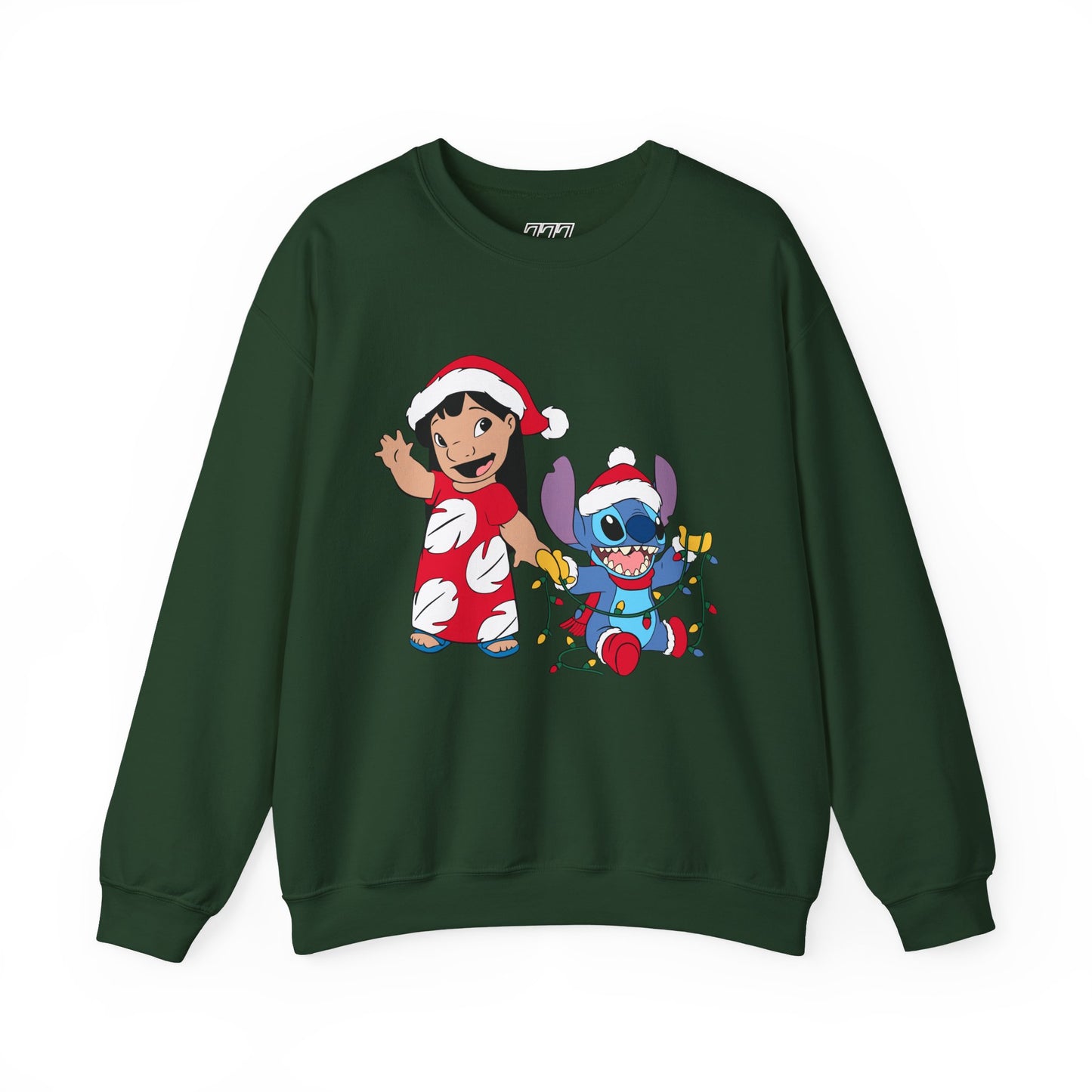 Island Holiday Duo Unisex Christmas Crewneck Sweatshirt – Festive Blue Alien & Girl Holiday Sweater