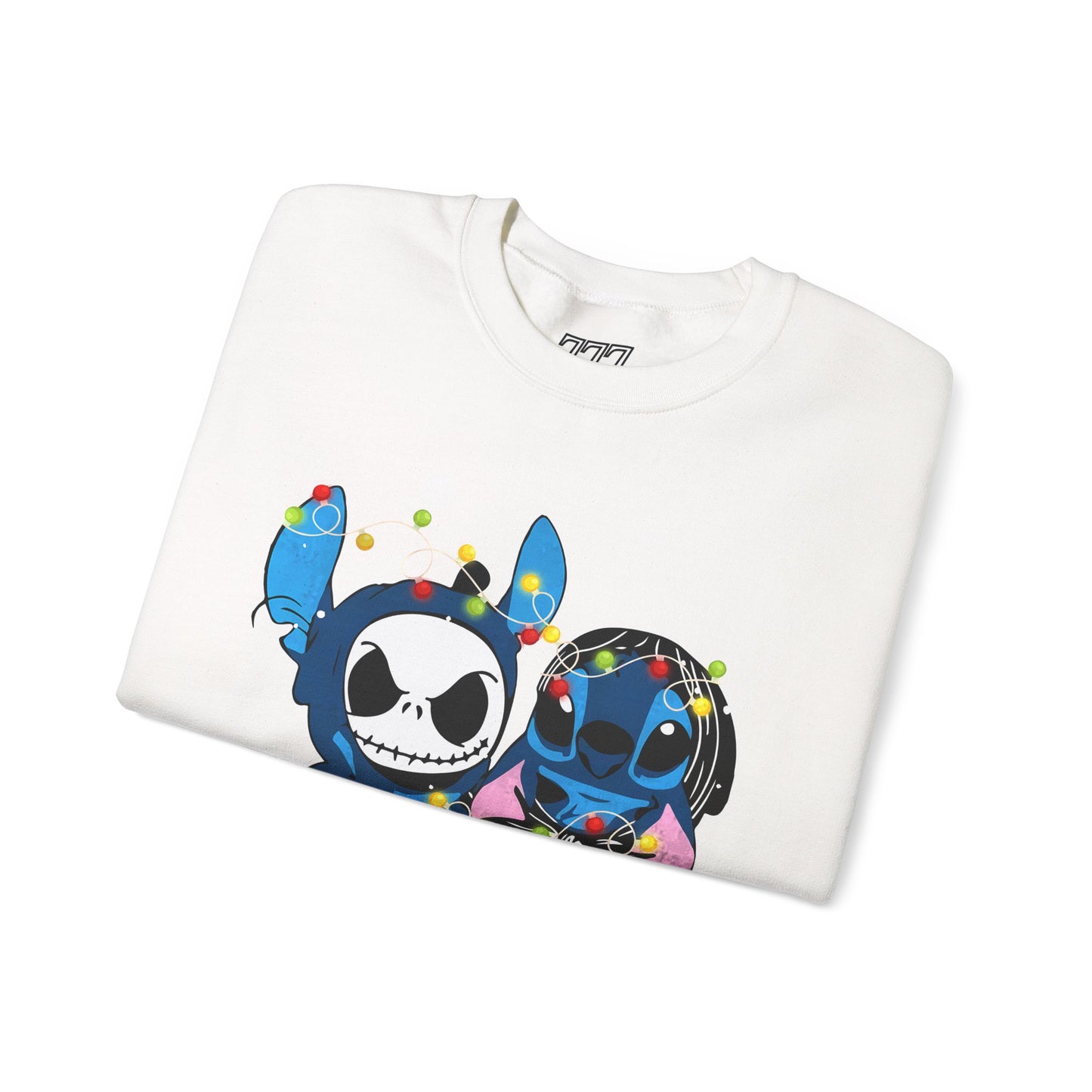 Cute Holiday Duo Christmas Unisex Heavy Blend Crewneck Sweatshirt – Cartoon Alien & Skeleton Festive Sweater