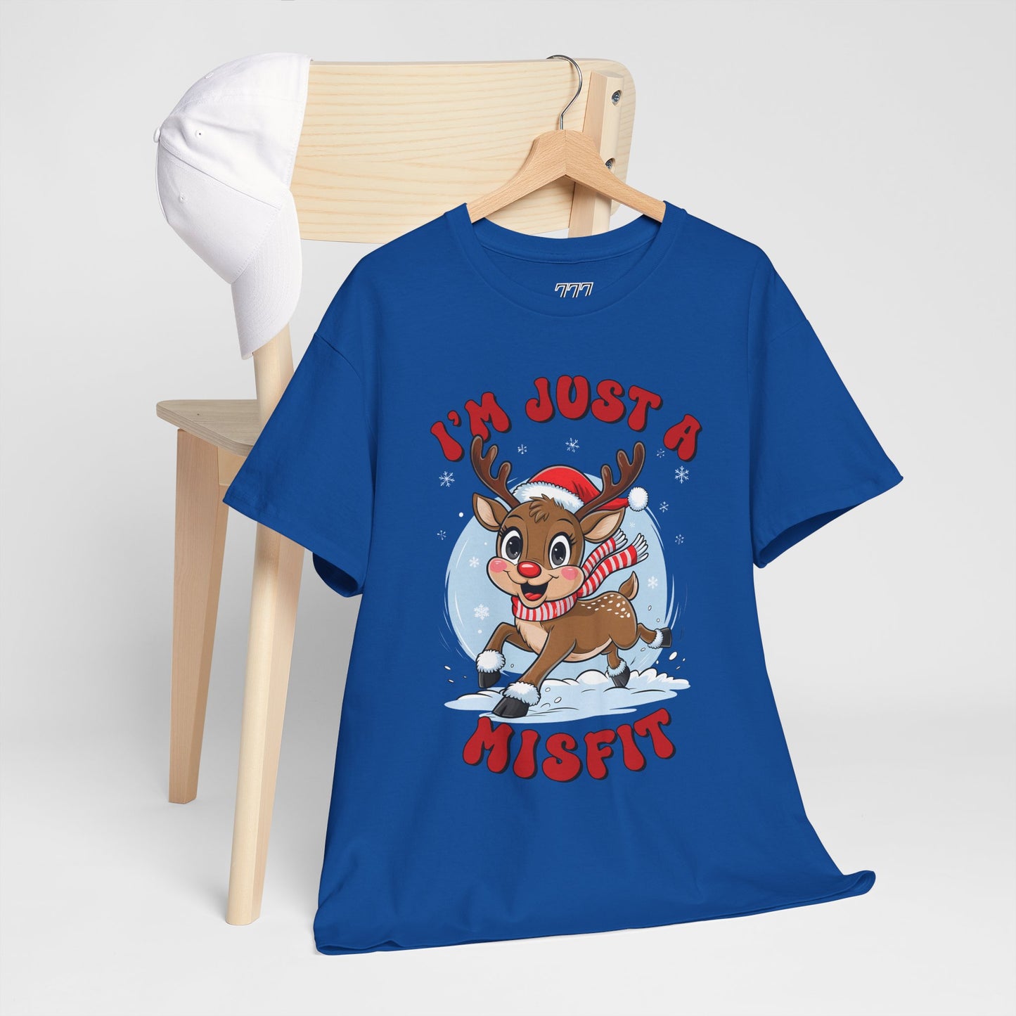 I’m Just a Misfit Unisex Heavy Cotton T-Shirt – Cute Christmas Reindeer Holiday Tee