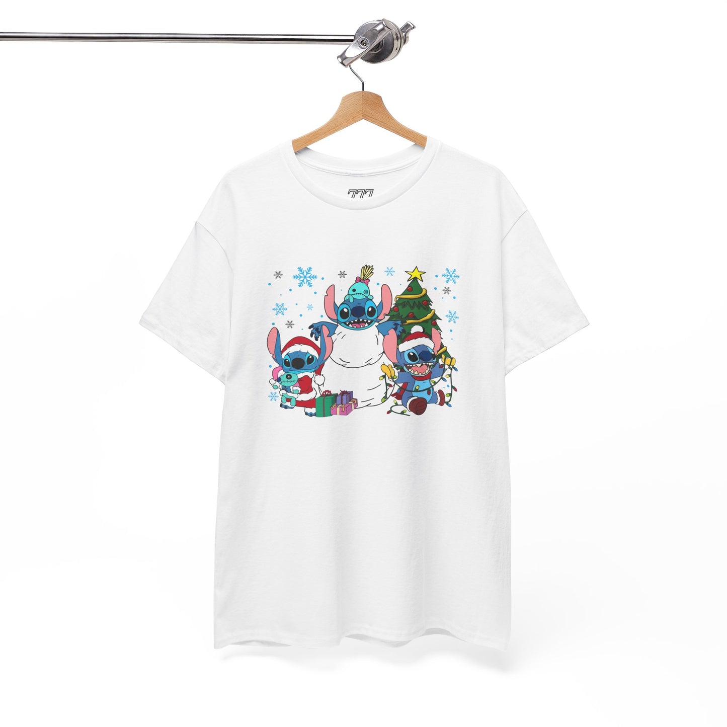 Stitch Christmas Vibes T-Shirt – Cute Holiday Trio Unisex Heavy Cotton Tee