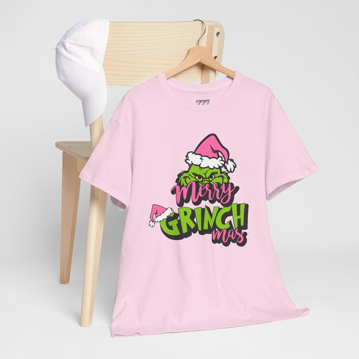 Merry Grinchmas Funny Christmas Grinch-Inspired Holiday Tee – Pink Santa Festive Unisex Heavy Cotton T-Shirt