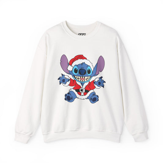 Alien Santa Christmas Crewneck – Cozy Blue Alien Holiday Sweatshirt (Unisex)
