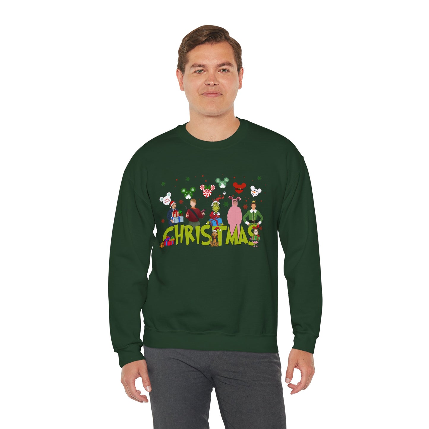 Christmas Character Squad Sweatshirt – Cute Festive Holiday Characters Unisex Heavy Blend Crewneck