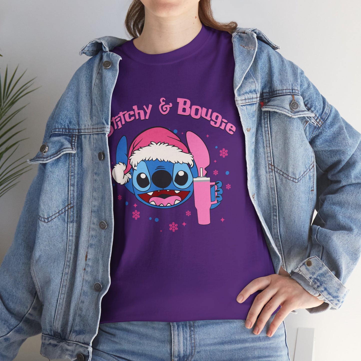 Stitchy & Bougie Christmas T-Shirt – Cute Holiday Women’s Heavy Cotton Tee