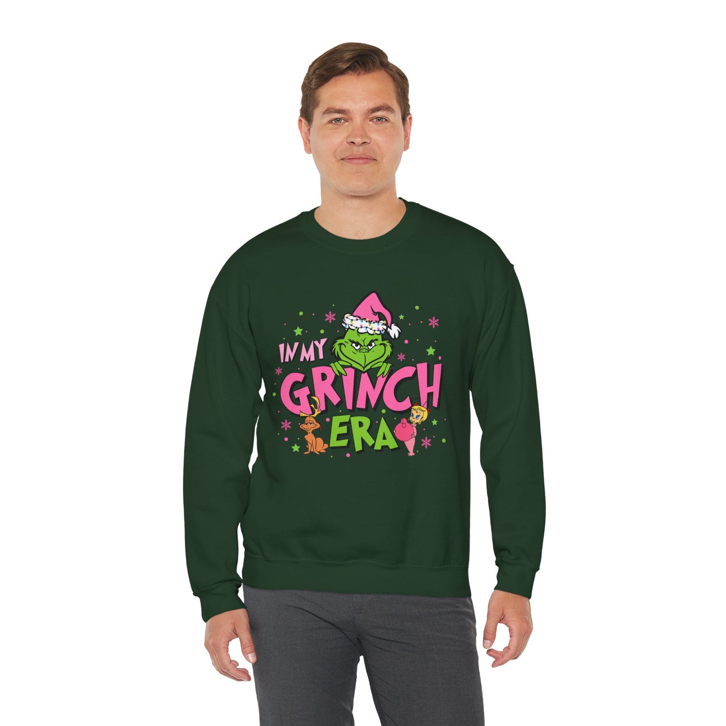 In My Grinch Era Funny Christmas Grinch-Inspired Holiday Sweatshirt – Pink Santa Festive Unisex Heavy Blend Crewneck