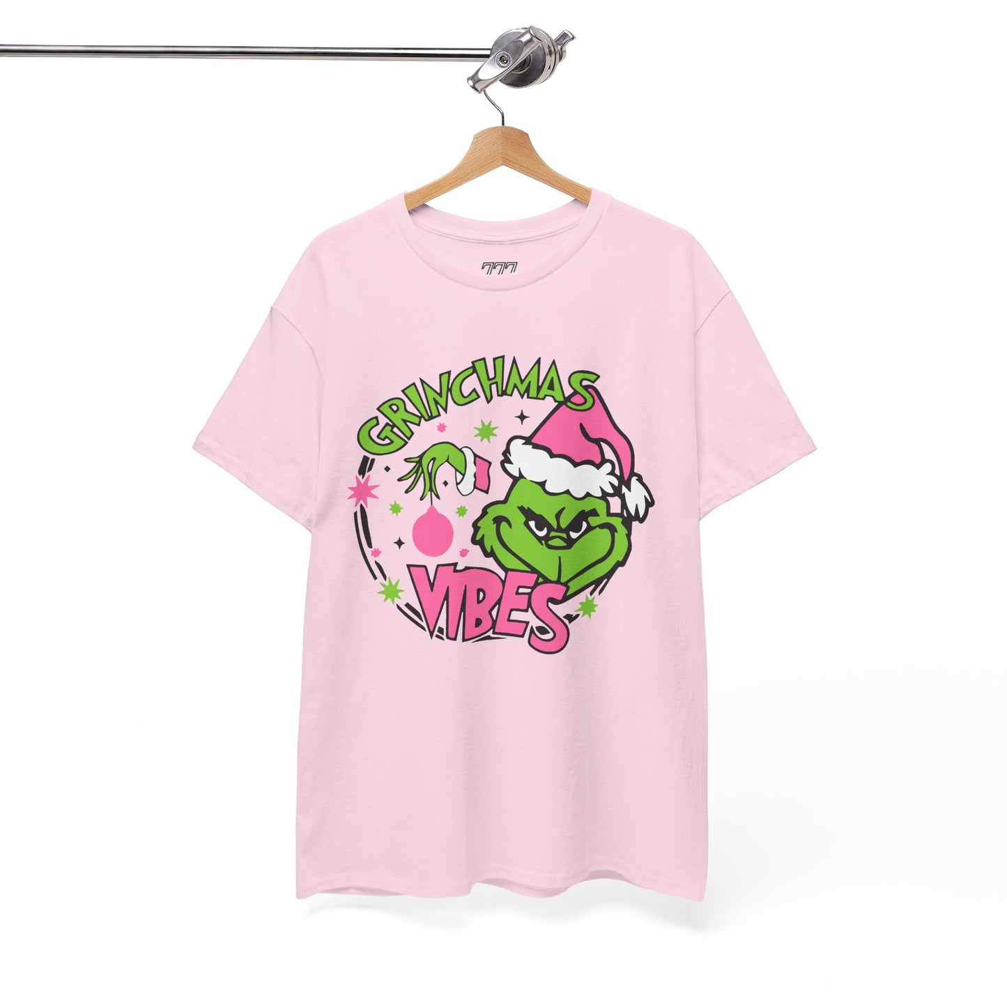 Grinchmas Vibes Funny Christmas Grinch-Inspired Holiday Tee – Pink Santa Festive Unisex Heavy Cotton T-Shirt