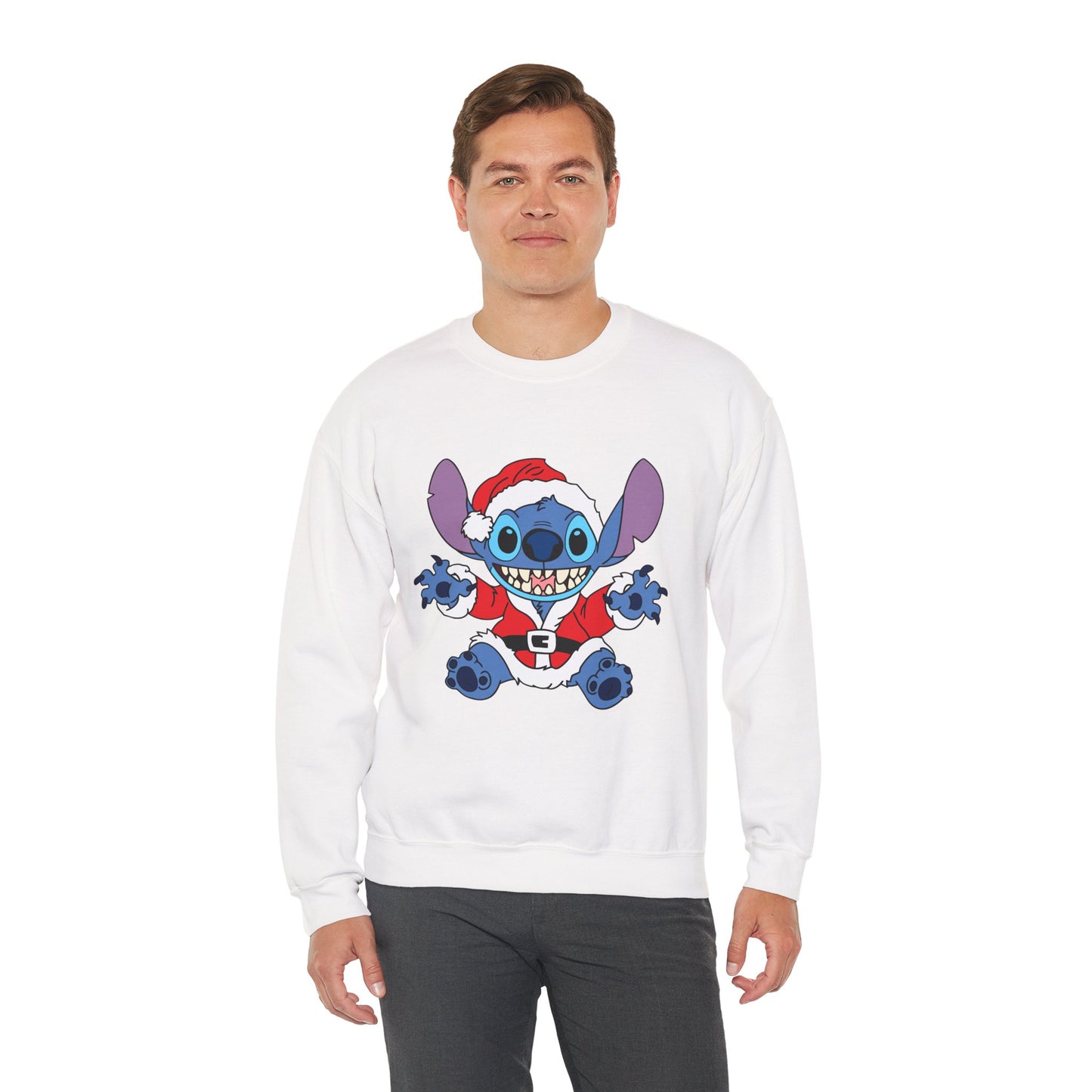 Alien Santa Christmas Crewneck – Cozy Blue Alien Holiday Sweatshirt (Unisex)