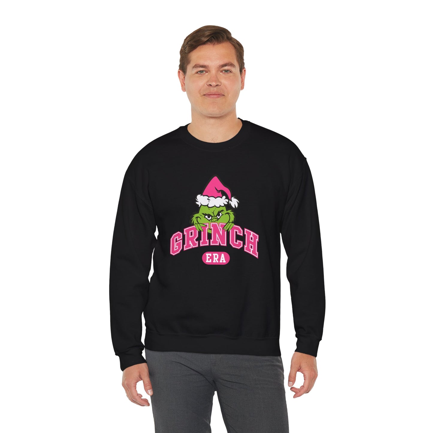 Grinch Era Christmas Crewneck – Cozy Pink Santa Grinch Sweatshirt (Unisex)