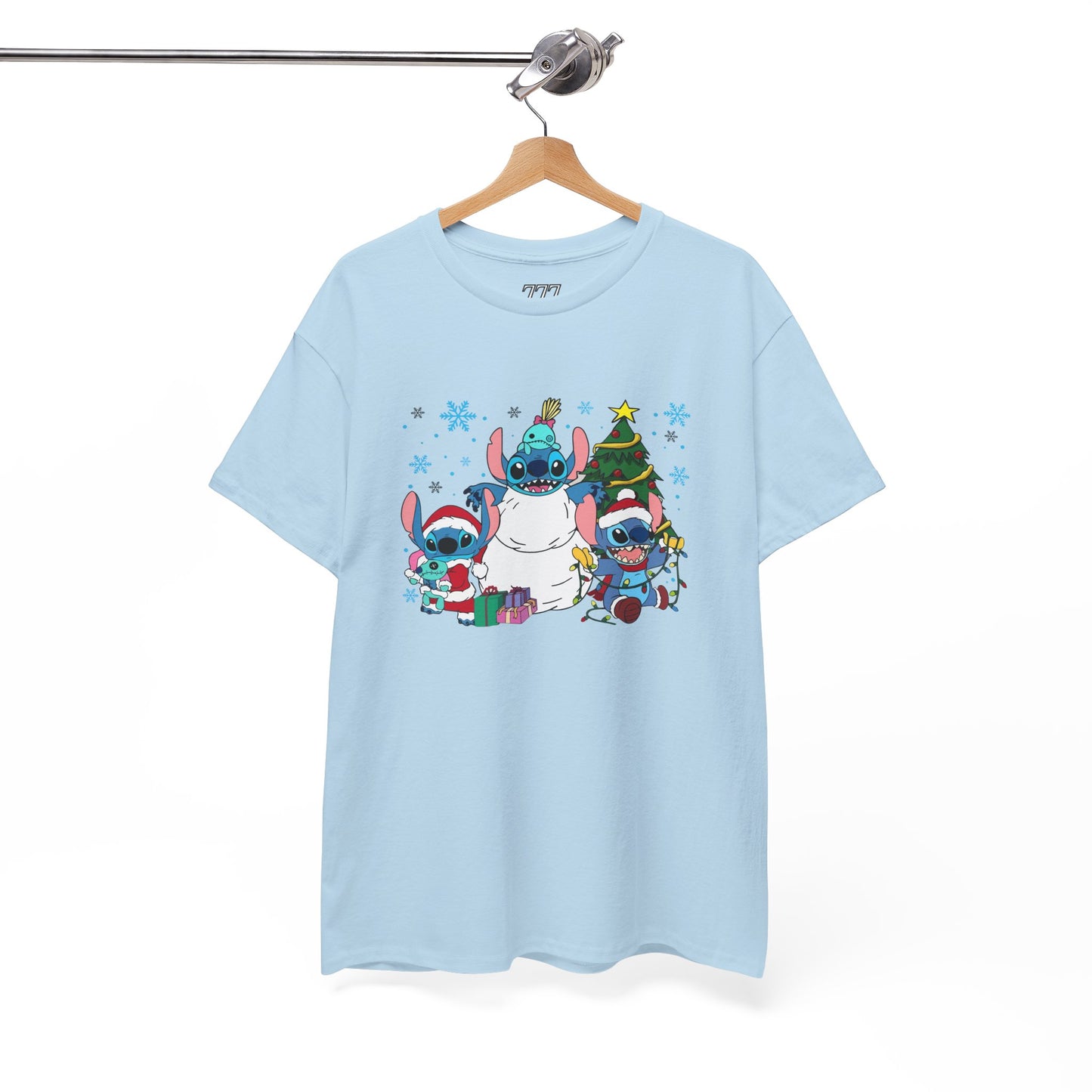 Stitch Christmas Vibes T-Shirt – Cute Holiday Trio Unisex Heavy Cotton Tee