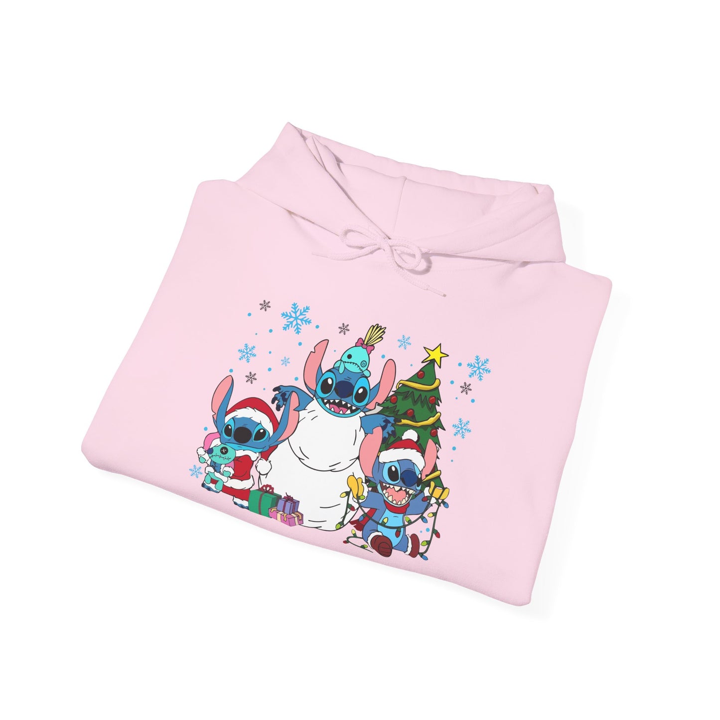 Stitch Christmas Vibes Hoodie – Cute Holiday Trio Unisex Heavy Blend Sweatshirt