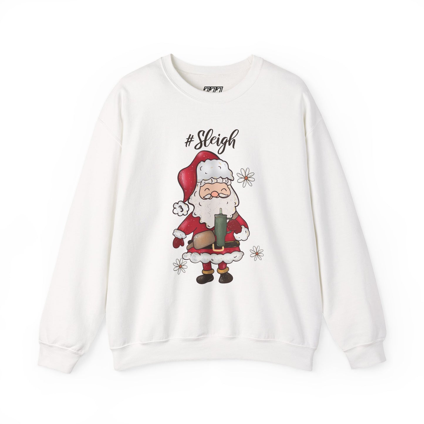 #Sleigh Funny Santa Christmas Sweatshirt – Cute Holiday Hashtag Graphic Unisex Heavy Blend Crewneck