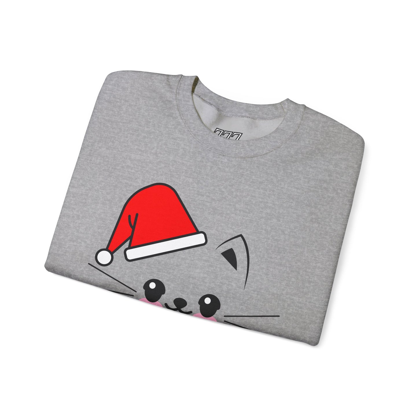 Cat Santa Christmas Crewneck – Cute Kawaii Cat Holiday Sweatshirt (Unisex)