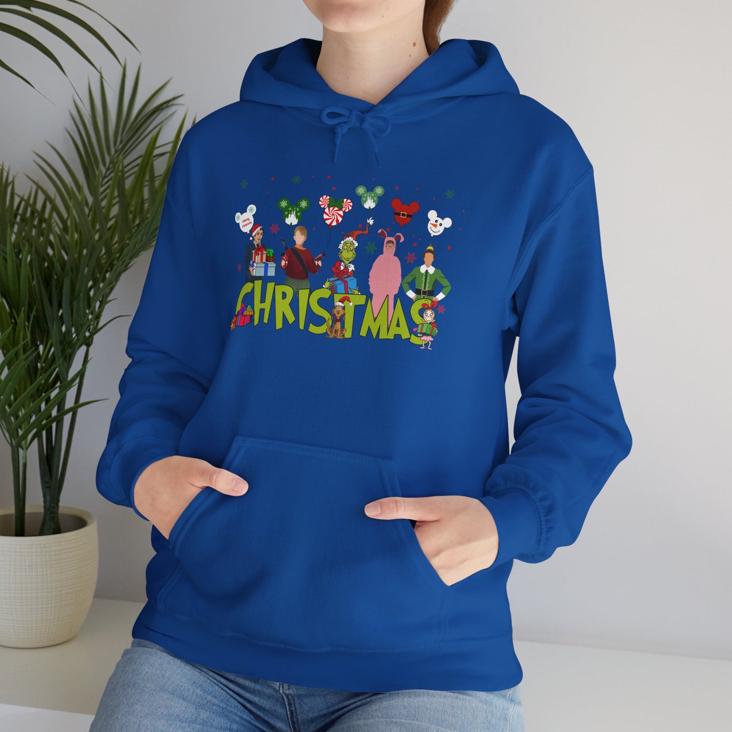 Christmas Character Squad Hoodie – Cute Festive Holiday Characters Unisex Heavy Blend Hooded Sweatshirt