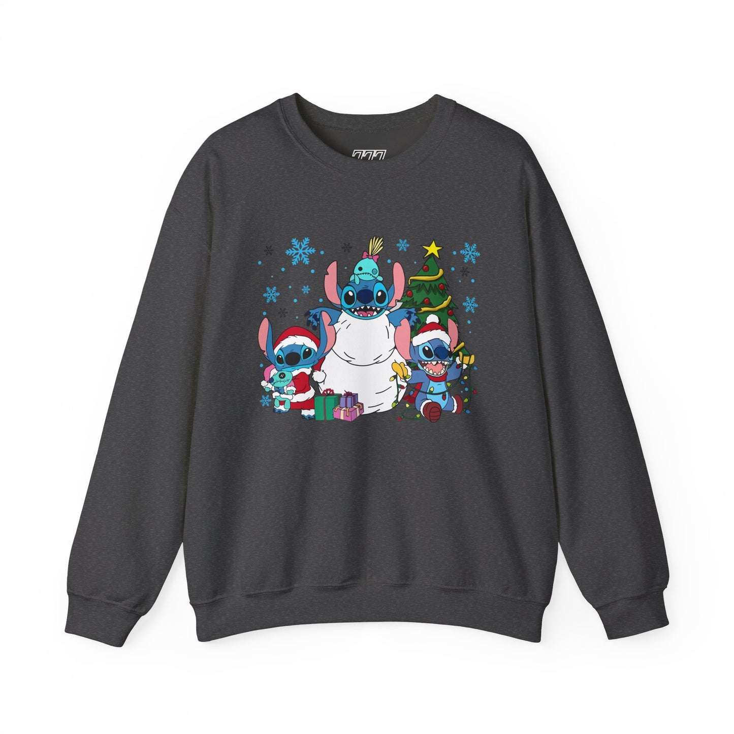 Stitch Christmas Vibes Sweatshirt – Cute Holiday Trio Unisex Heavy Blend Crewneck