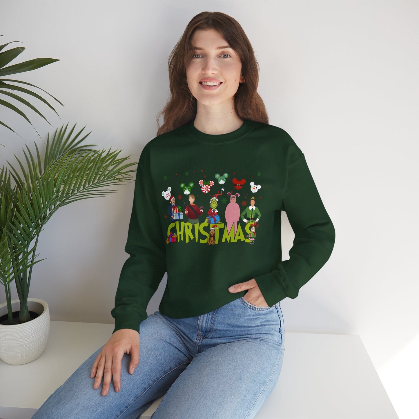 Christmas Character Squad Sweatshirt – Cute Festive Holiday Characters Unisex Heavy Blend Crewneck