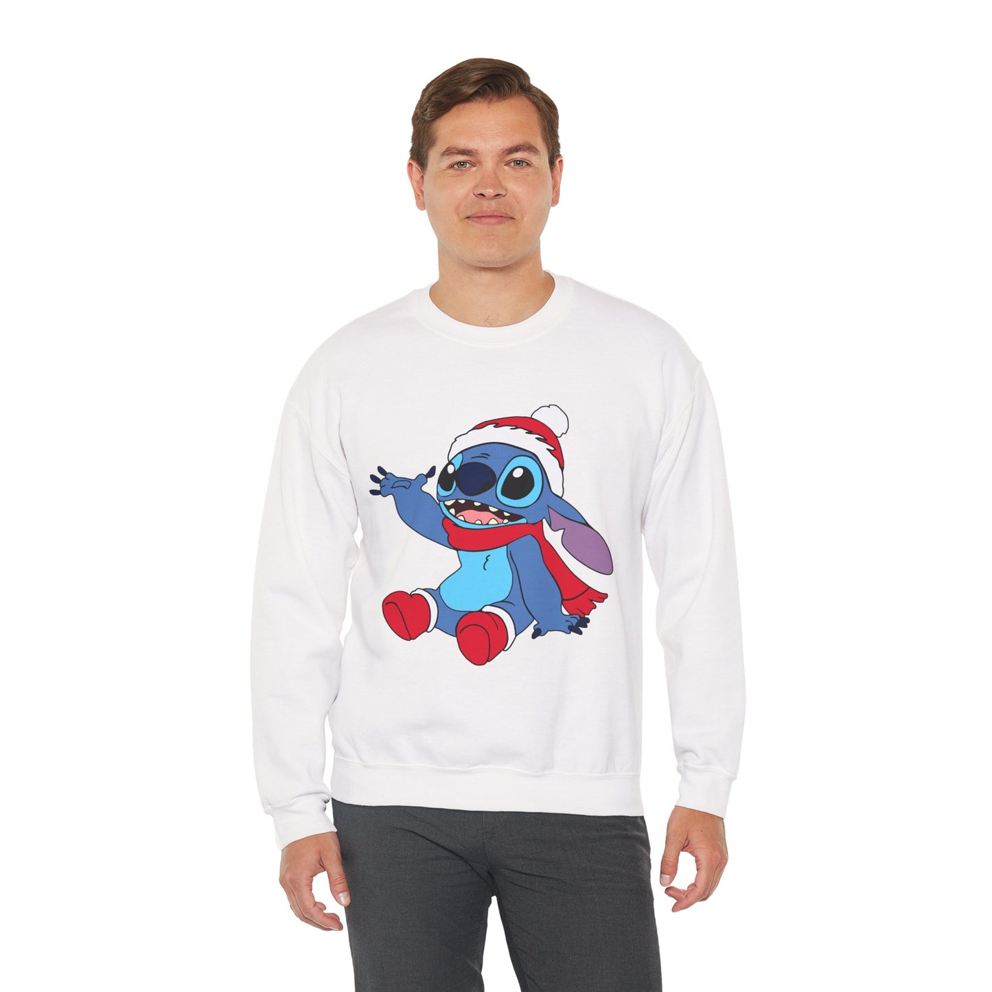Jolly Alien Christmas Crewneck – Cute Blue Alien Holiday Sweatshirt (Unisex)