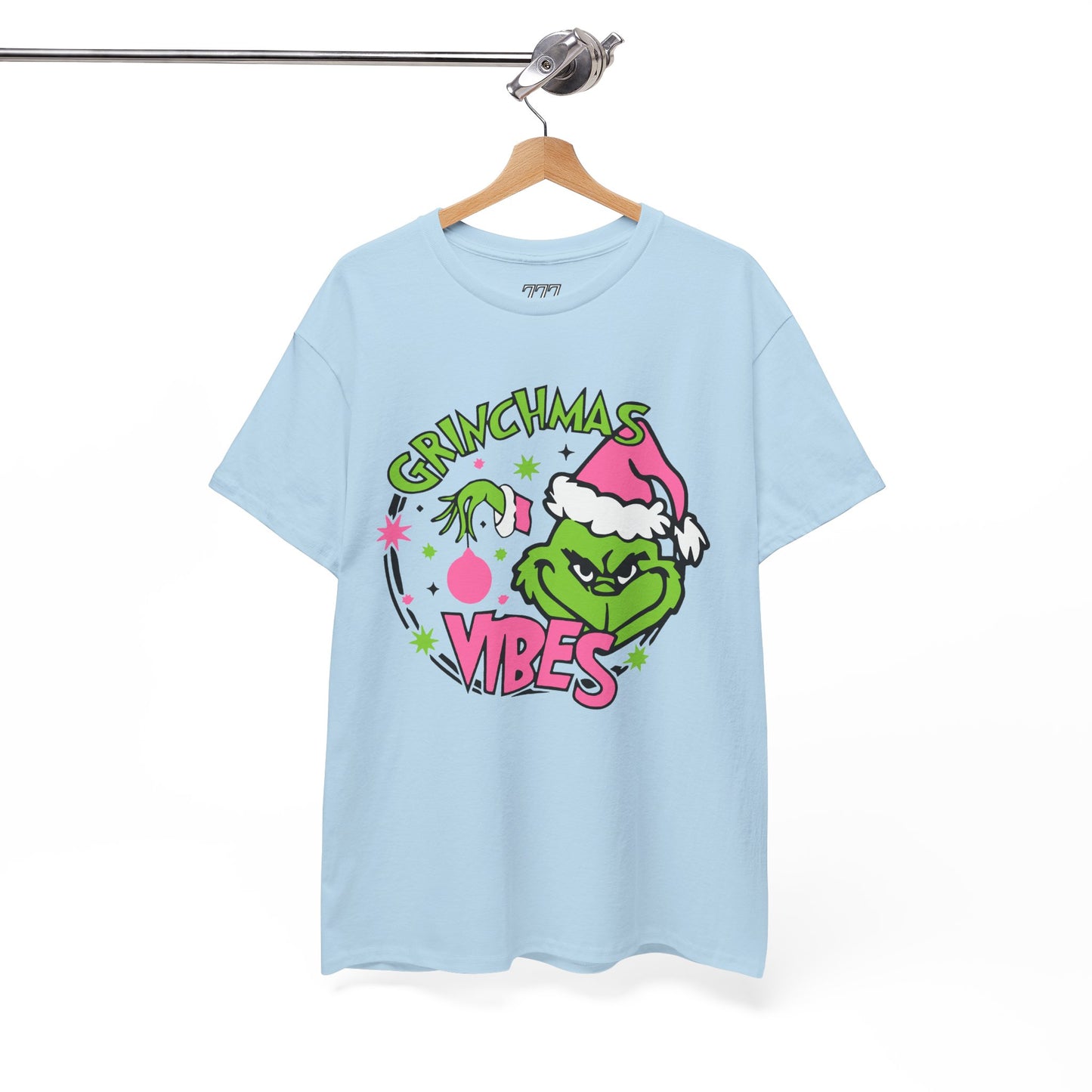 Grinchmas Vibes Funny Christmas Grinch-Inspired Holiday Tee – Pink Santa Festive Unisex Heavy Cotton T-Shirt