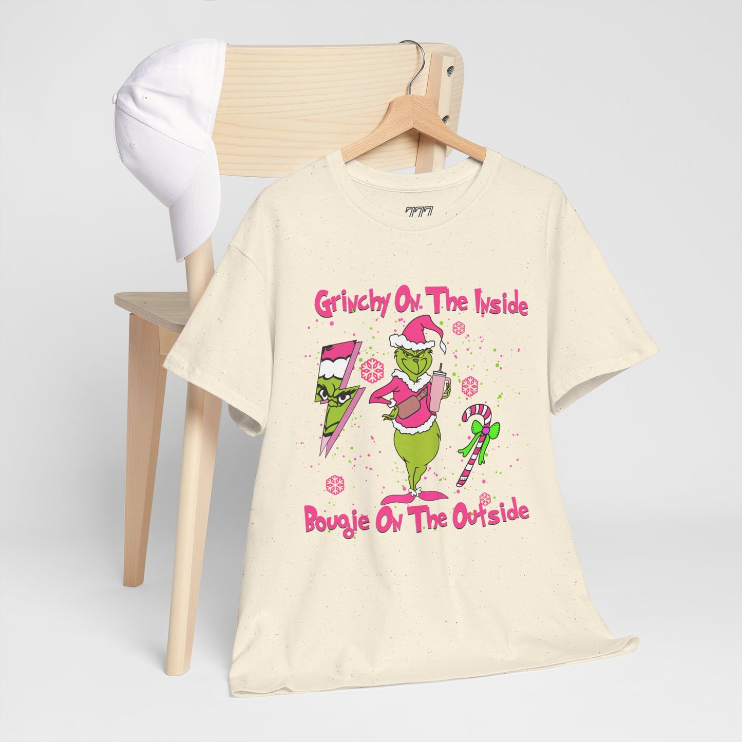 Grinchy On The Inside, Bougie On The Outside Unisex Heavy Cotton T-Shirt - Funny Holiday Tee