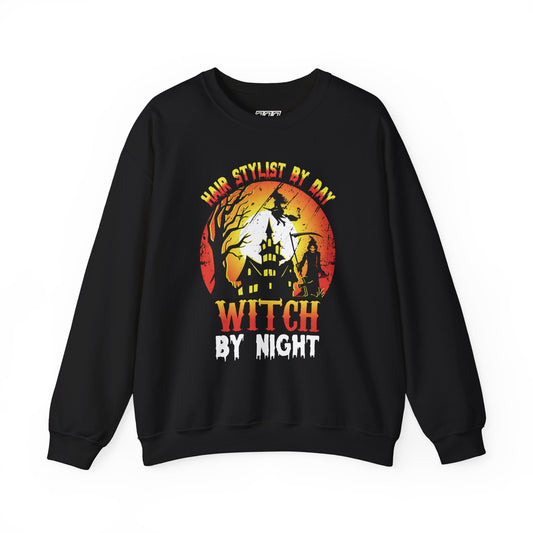 Hair Stylist By Day Witch By Night Women’s Heavy Blend Crewneck Sweatshirt