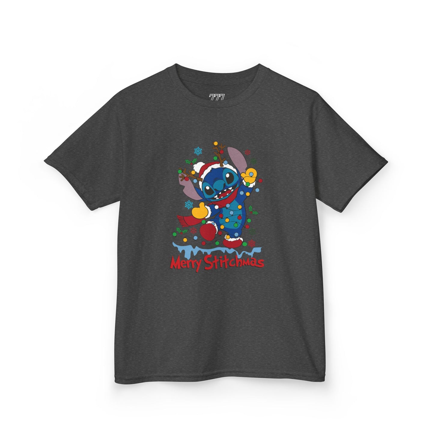 Merry Stitchmas Kids T-Shirt – Cute Holiday Alien Heavy Cotton Tee