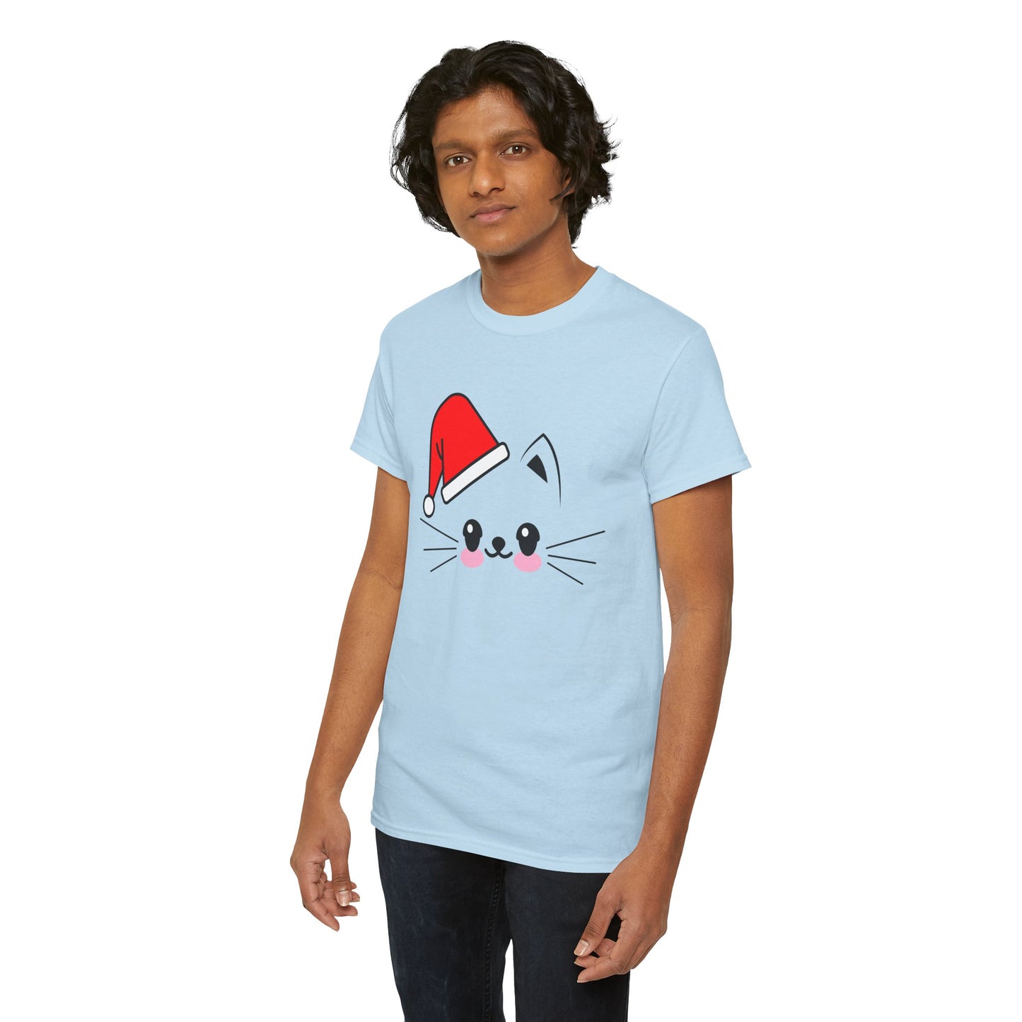Cat Santa Christmas T-Shirt – Cute Kawaii Cat Holiday Tee (Unisex)