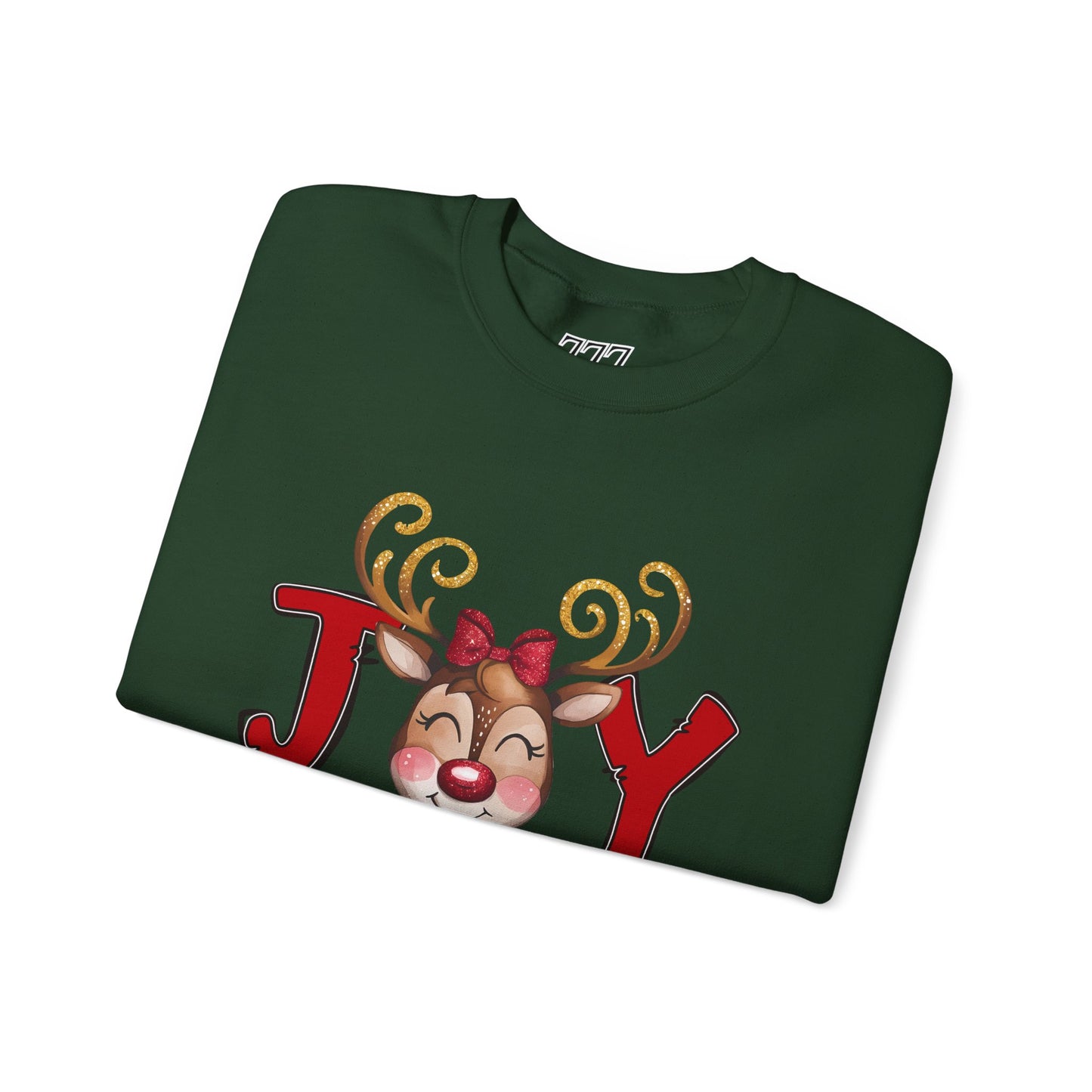 Reindeer Joy Women’s Christmas Crewneck Sweatshirt – Cute Holiday Reindeer Heavy Blend Sweater