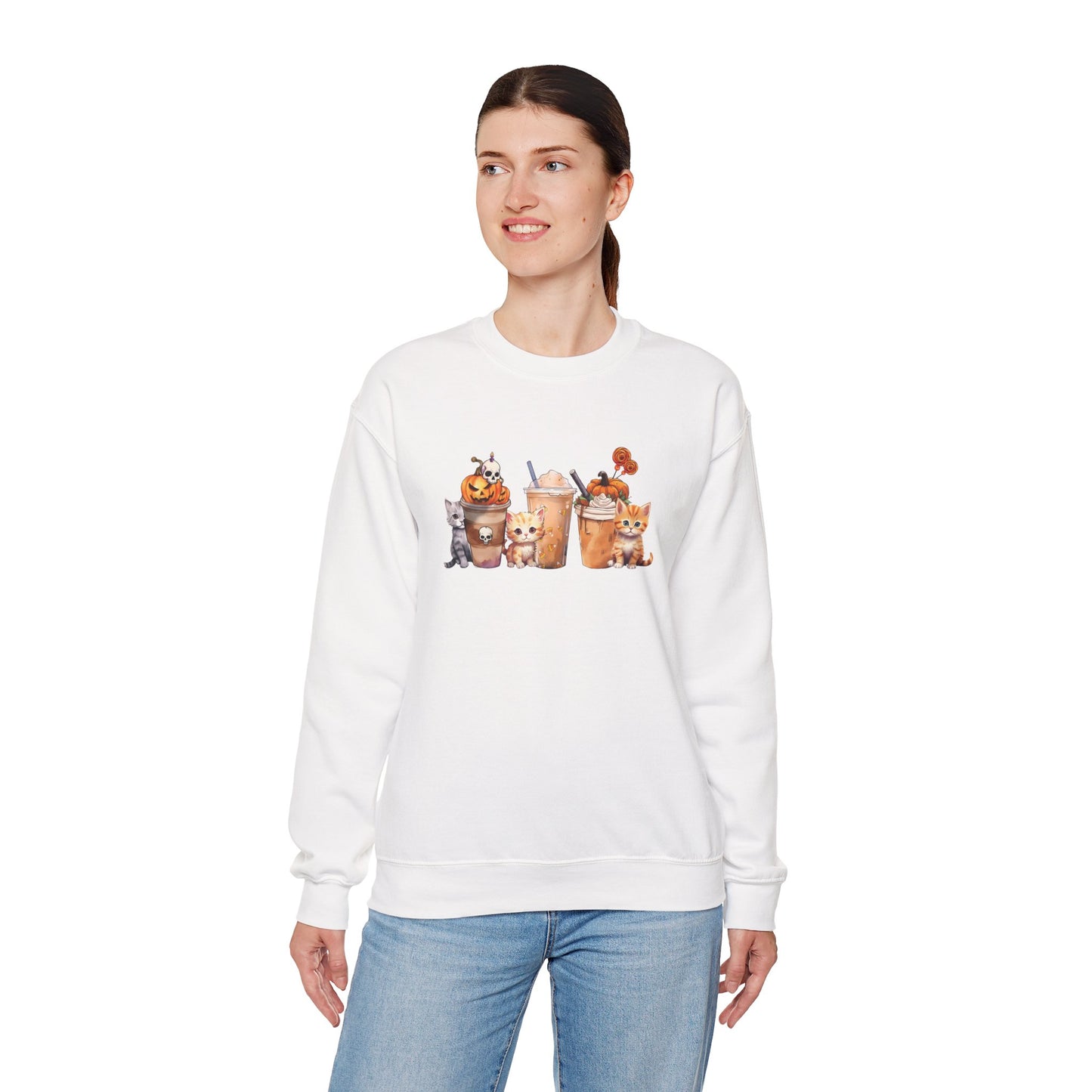 Coffee & Cats Unisex Heavy Blend Crewneck Sweatshirt