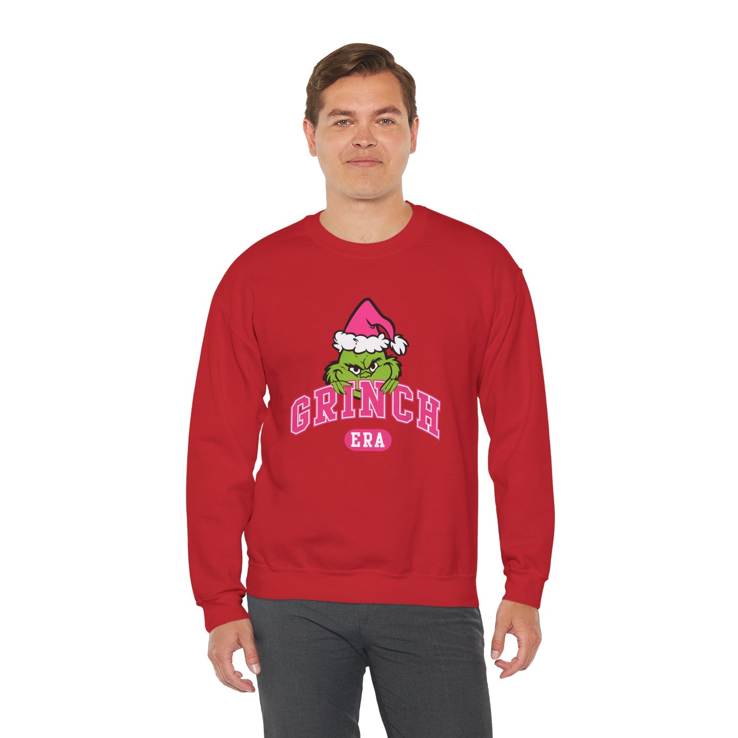 Grinch Era Christmas Crewneck – Cozy Pink Santa Grinch Sweatshirt (Unisex)
