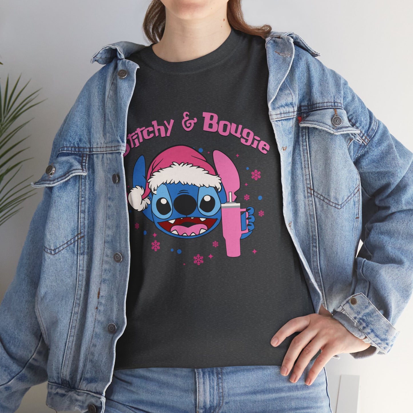 Stitchy & Bougie Christmas T-Shirt – Cute Holiday Women’s Heavy Cotton Tee
