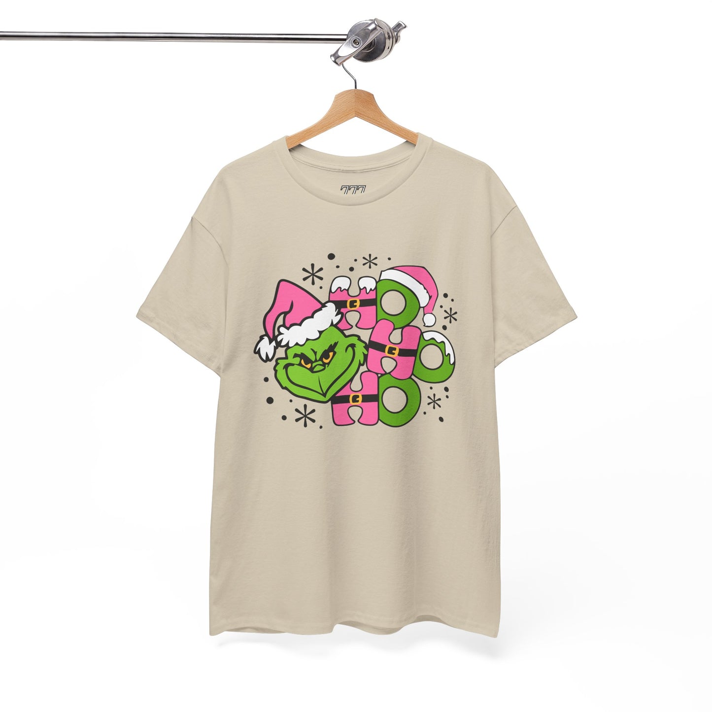 HO HO HO Funny Christmas Grinch-Inspired Holiday Tee – Cute Pink Santa Unisex Heavy Cotton T-Shirt