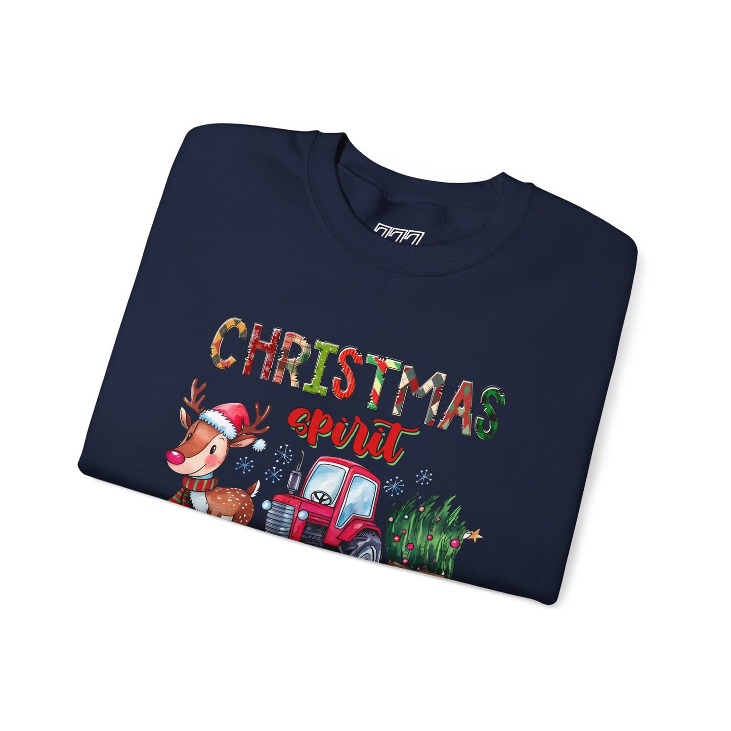 Christmas Spirit Unisex Heavy Blend Crewneck Sweatshirt – Cute Reindeer & Red Tractor Holiday Sweater