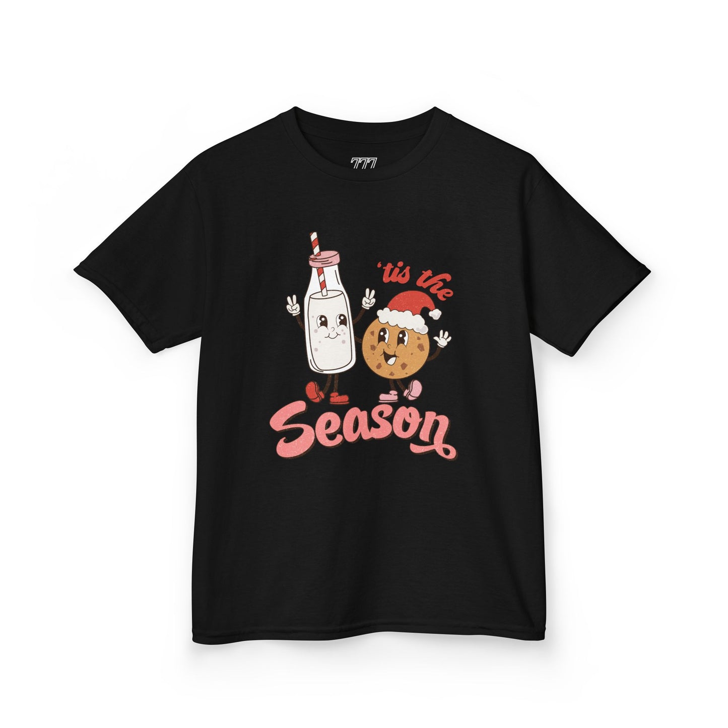Tis The Season Kids Christmas T-Shirt – Cute Milk & Cookie Holiday Tee
