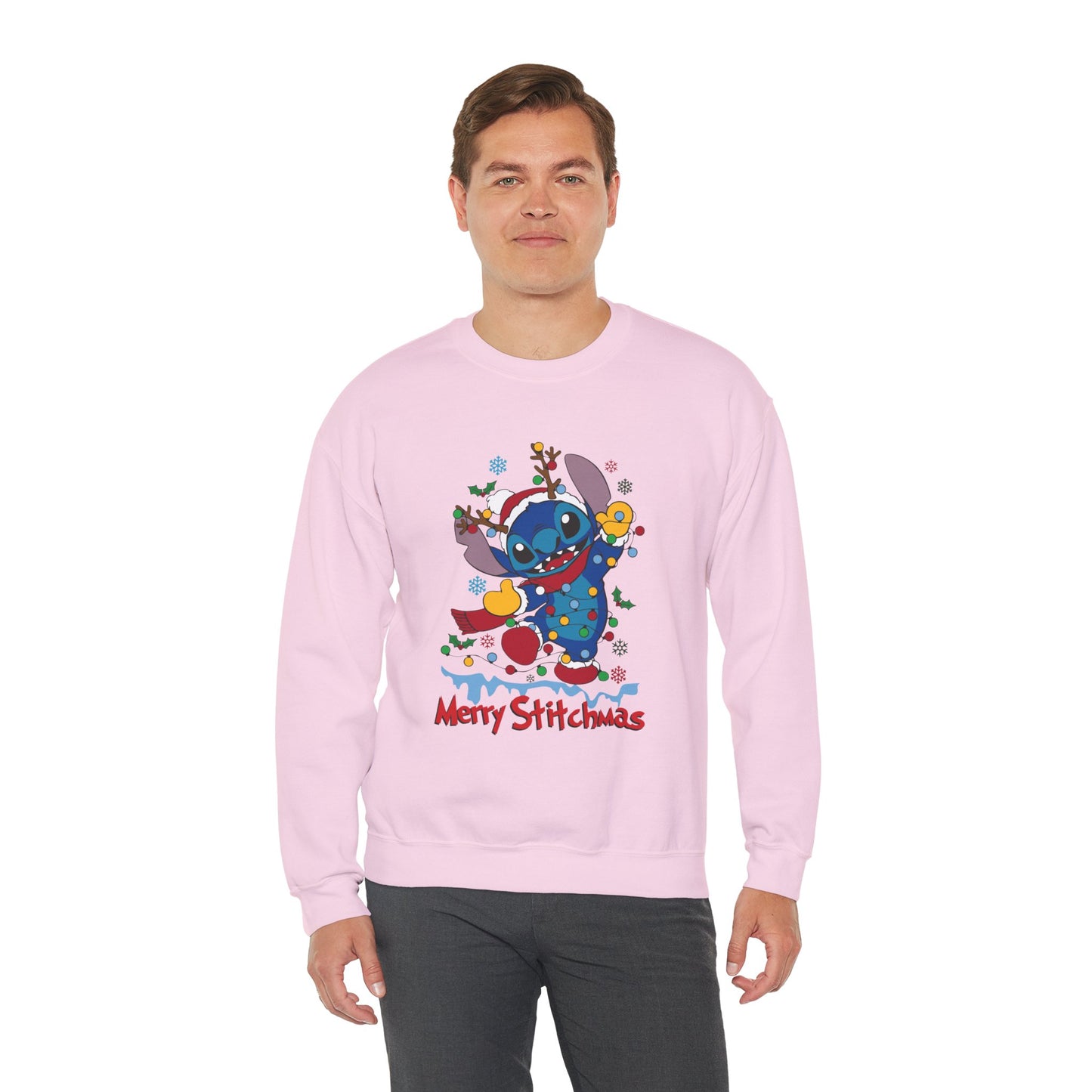 Merry Stitchmas Sweatshirt – Cute Holiday Alien Unisex Heavy Blend Crewneck