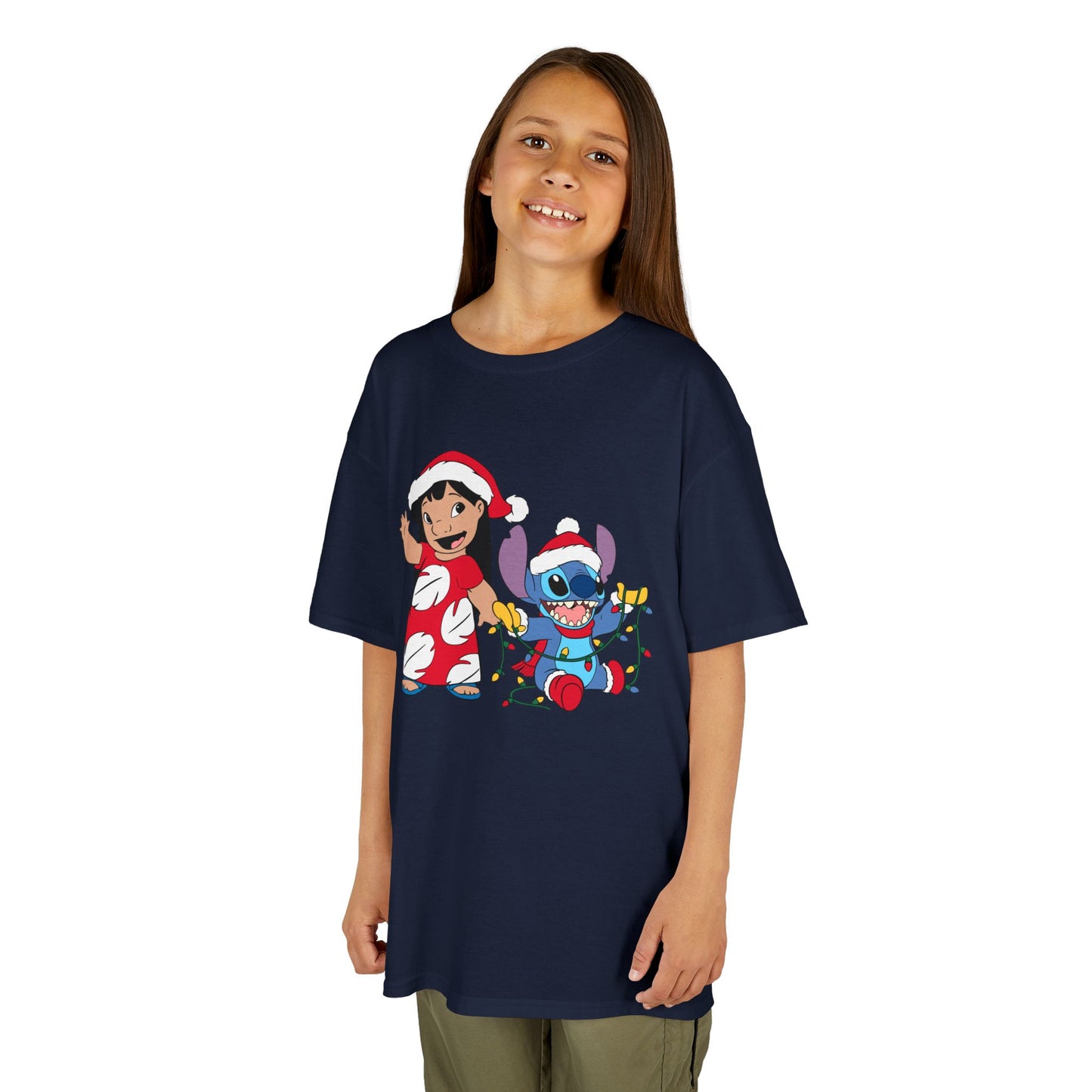 Island Holiday Duo Kids Christmas T-Shirt – Festive Blue Alien & Girl Holiday Tee