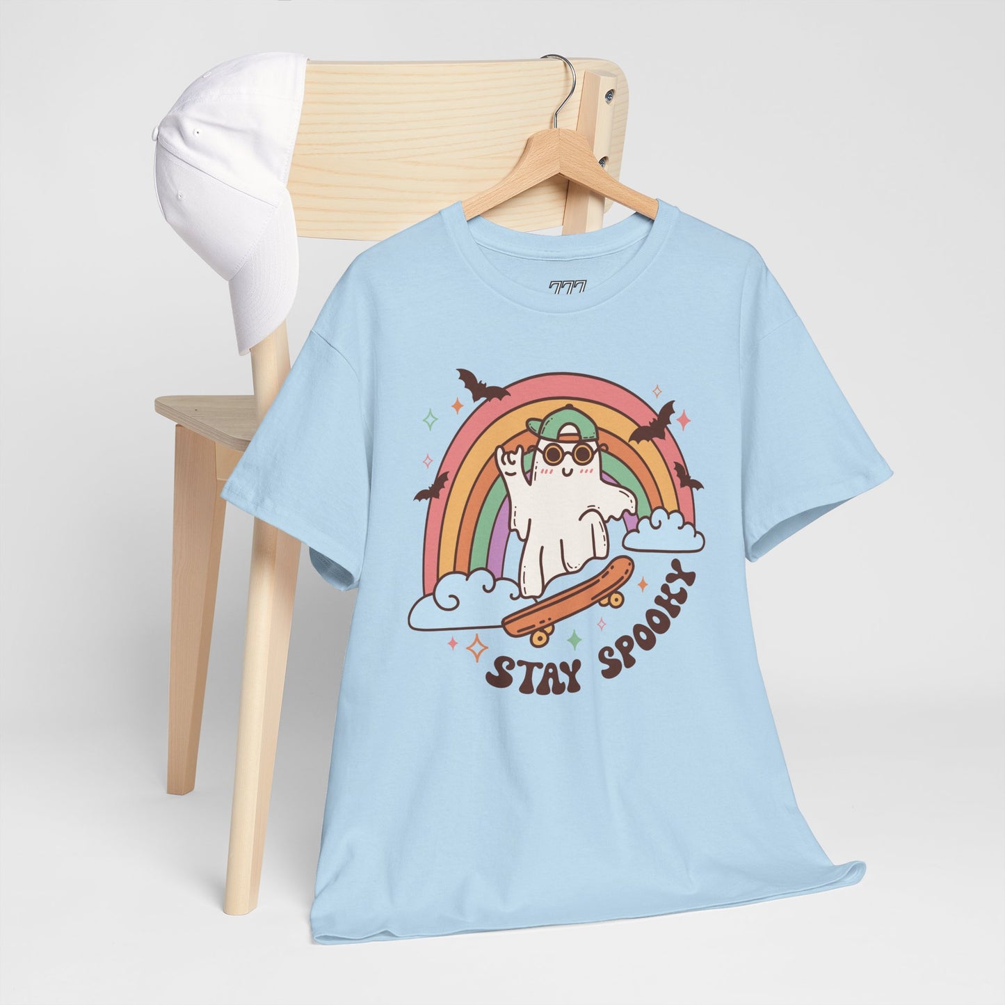 Stay Spooky Ghost Skater Unisex Heavy Cotton T-Shirt