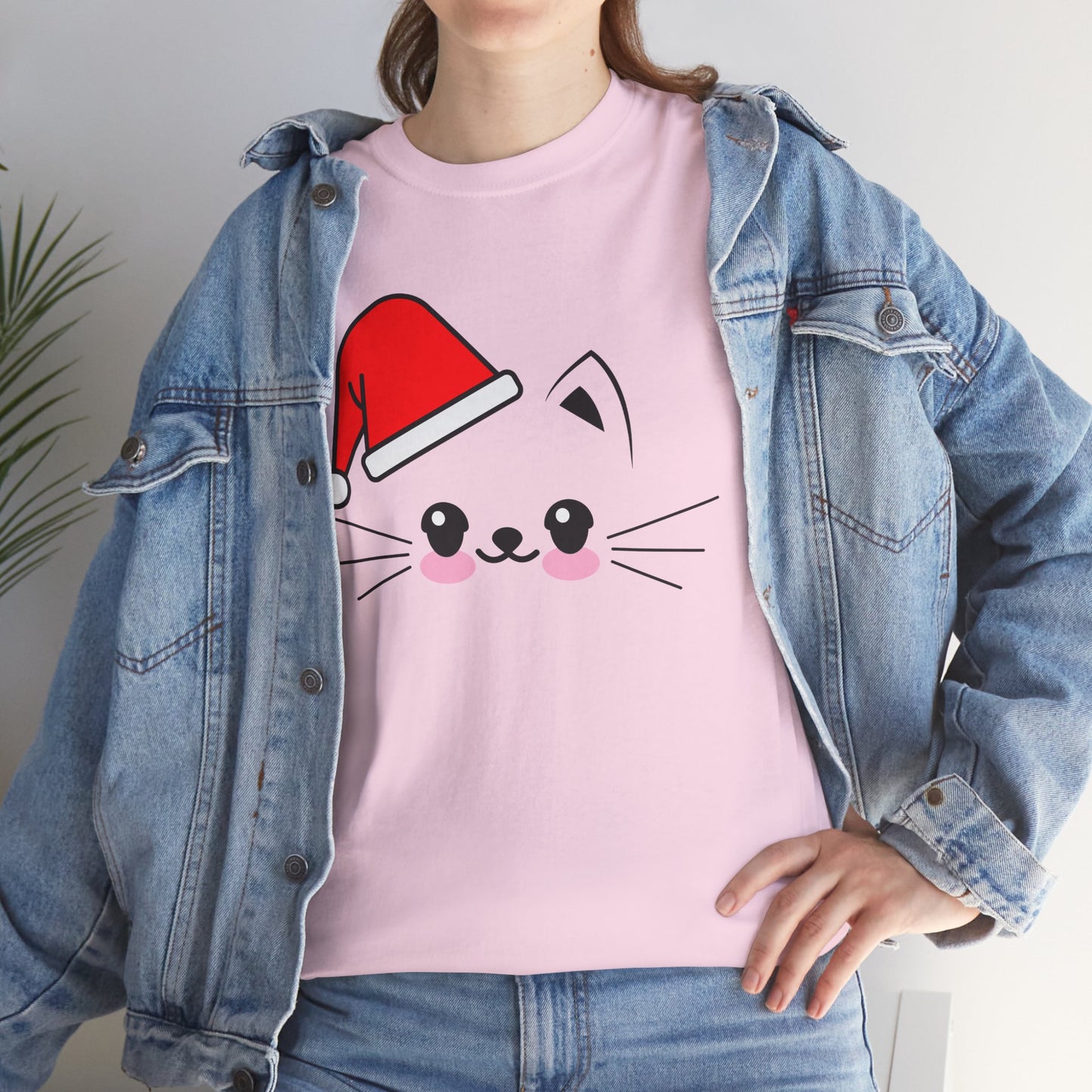 Cat Santa Christmas T-Shirt – Cute Kawaii Cat Holiday Tee (Unisex)