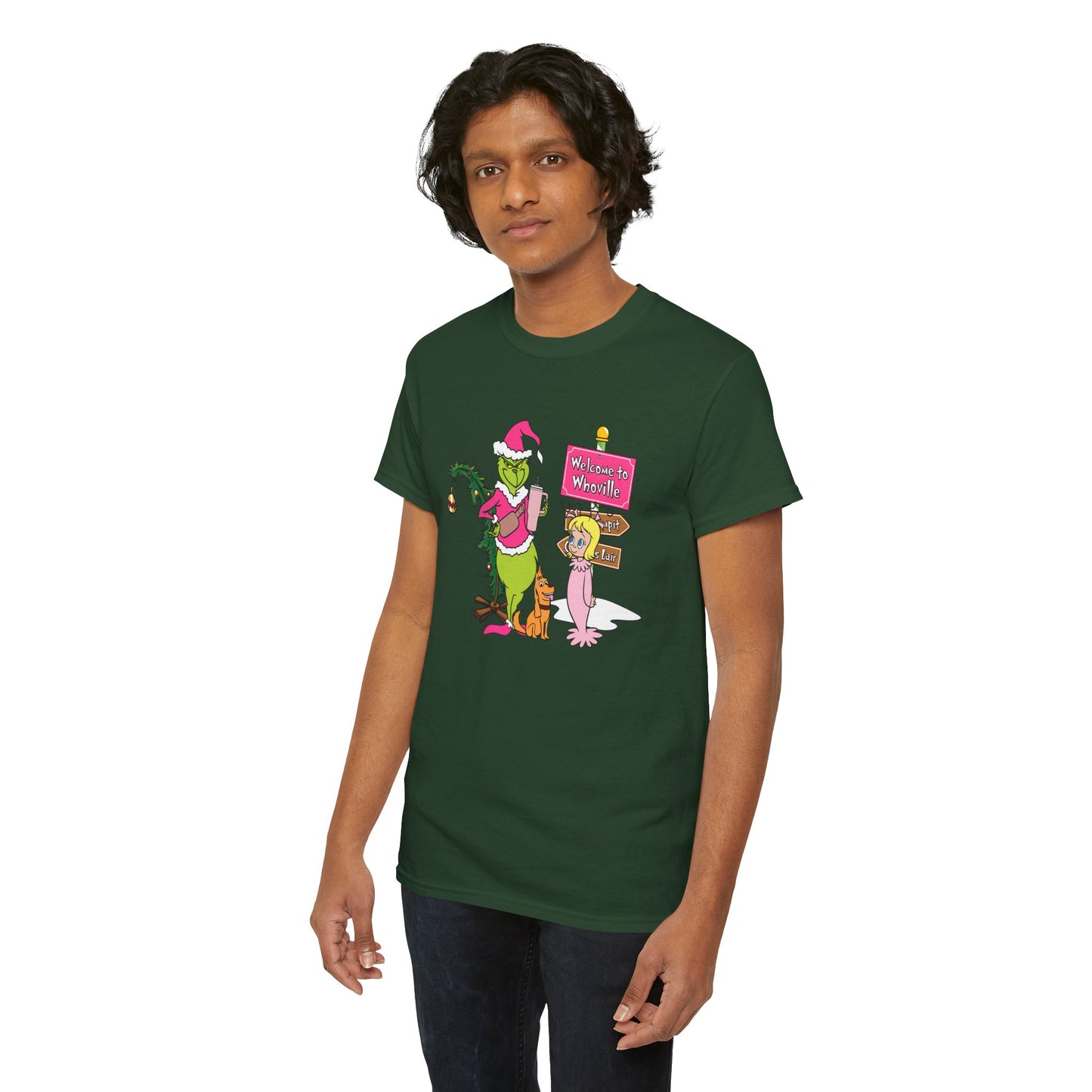 Welcome to Merryville Christmas T-Shirt – Cute Green Christmas Creature Holiday Tee (Unisex)