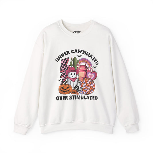 Under Caffeinated Over Stimulated Women's Heavy Blend Crewneck Sweatshirt