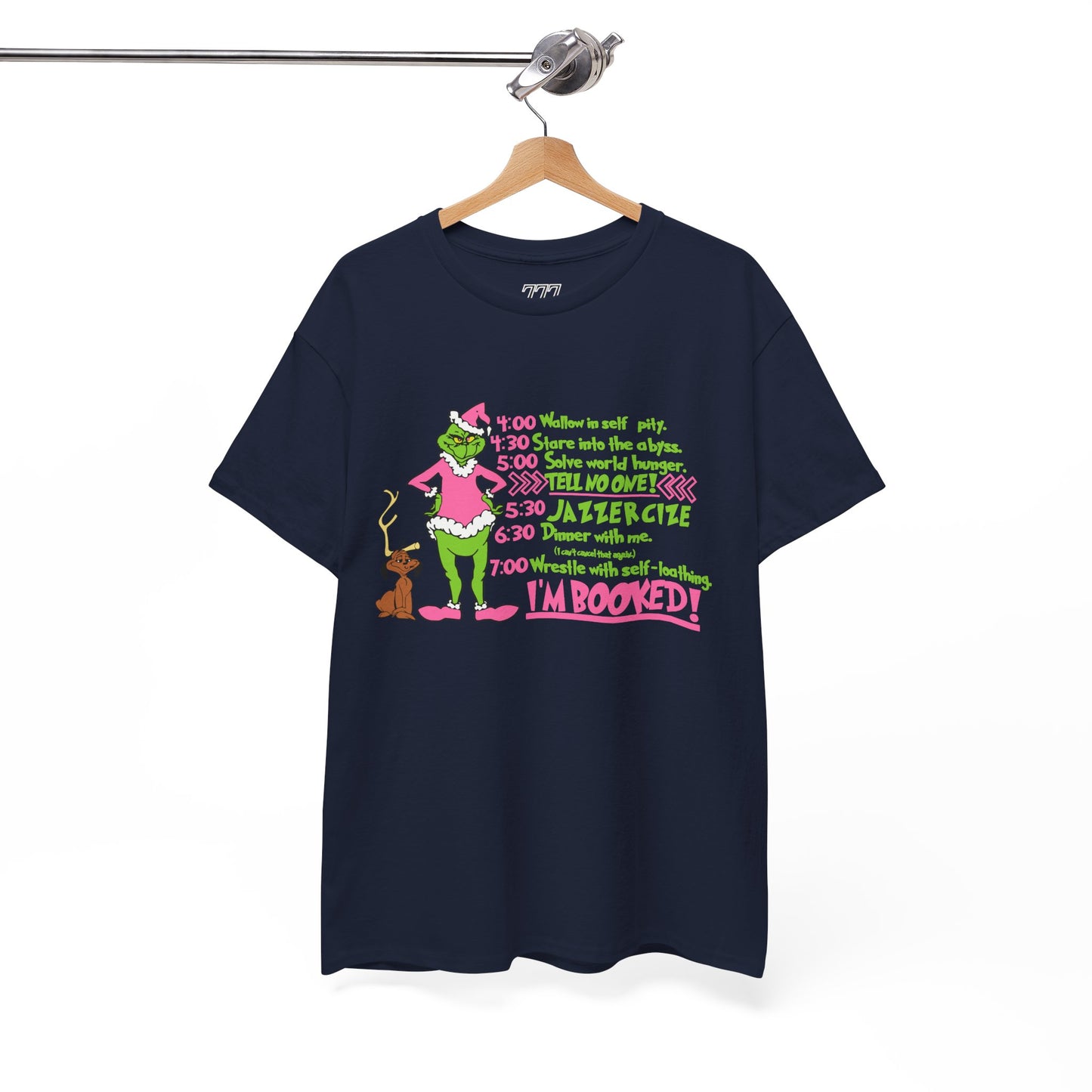 I’m Booked Grinch Schedule Funny Christmas Tee Unisex Heavy Cotton T-Shirt
