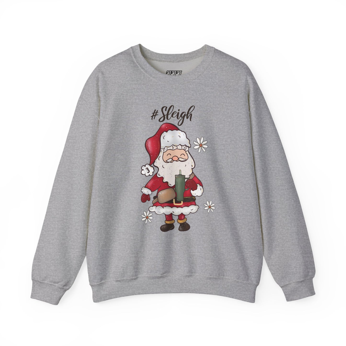 #Sleigh Funny Santa Christmas Sweatshirt – Cute Holiday Hashtag Graphic Unisex Heavy Blend Crewneck