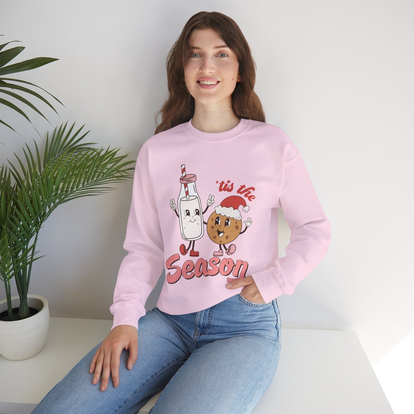 Tis The Season Milk & Cookie Christmas Unisex Heavy Blend Crewneck Sweatshirt