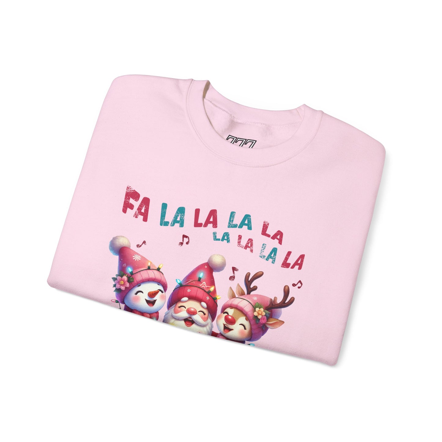 Festive Caroling Trio Christmas Crewneck – Cute Santa, Snowman & Reindeer Holiday Sweatshirt (Unisex)