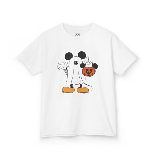 Mickey Ghost Kids Heavy Cotton T-Shirt