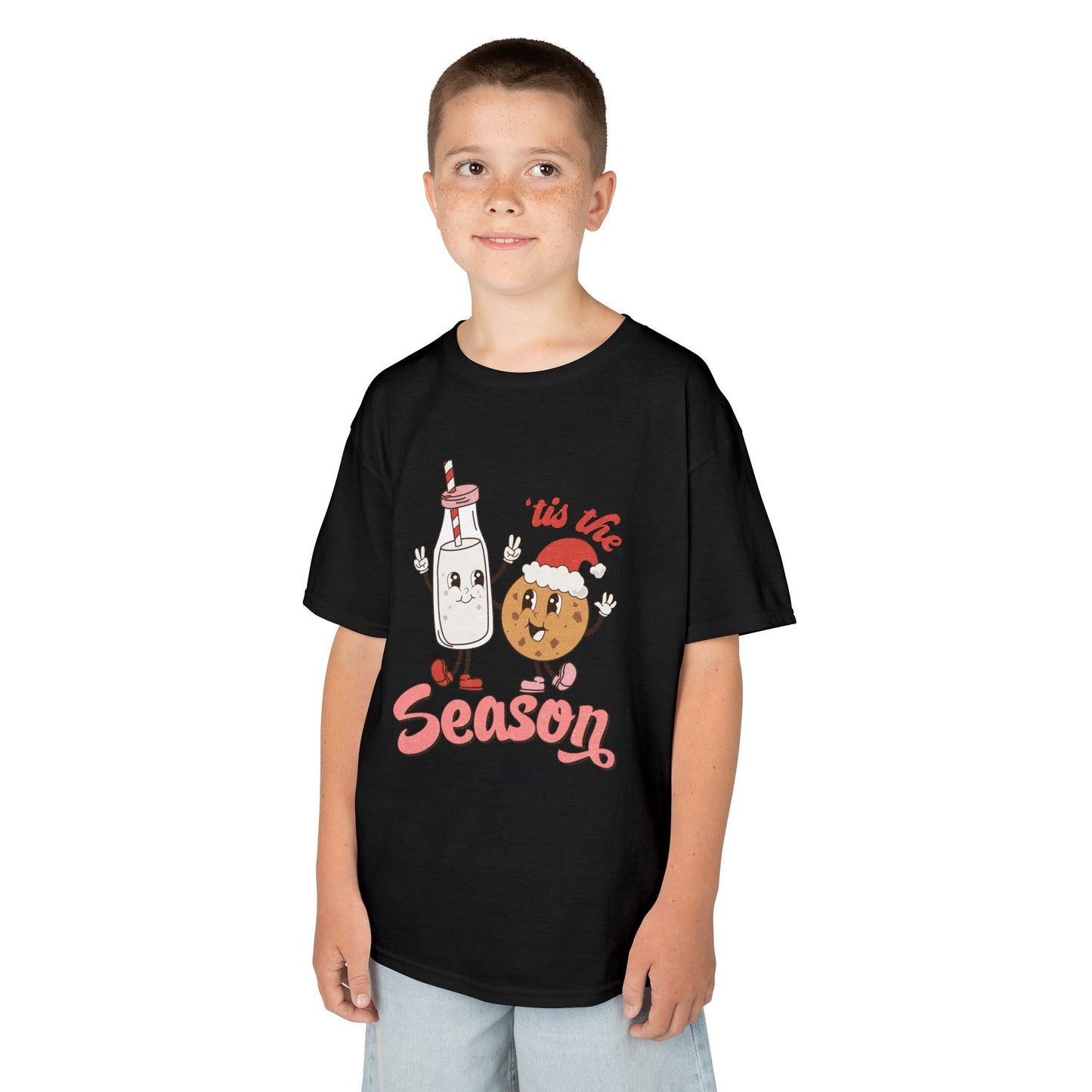 Tis The Season Kids Christmas T-Shirt – Cute Milk & Cookie Holiday Tee