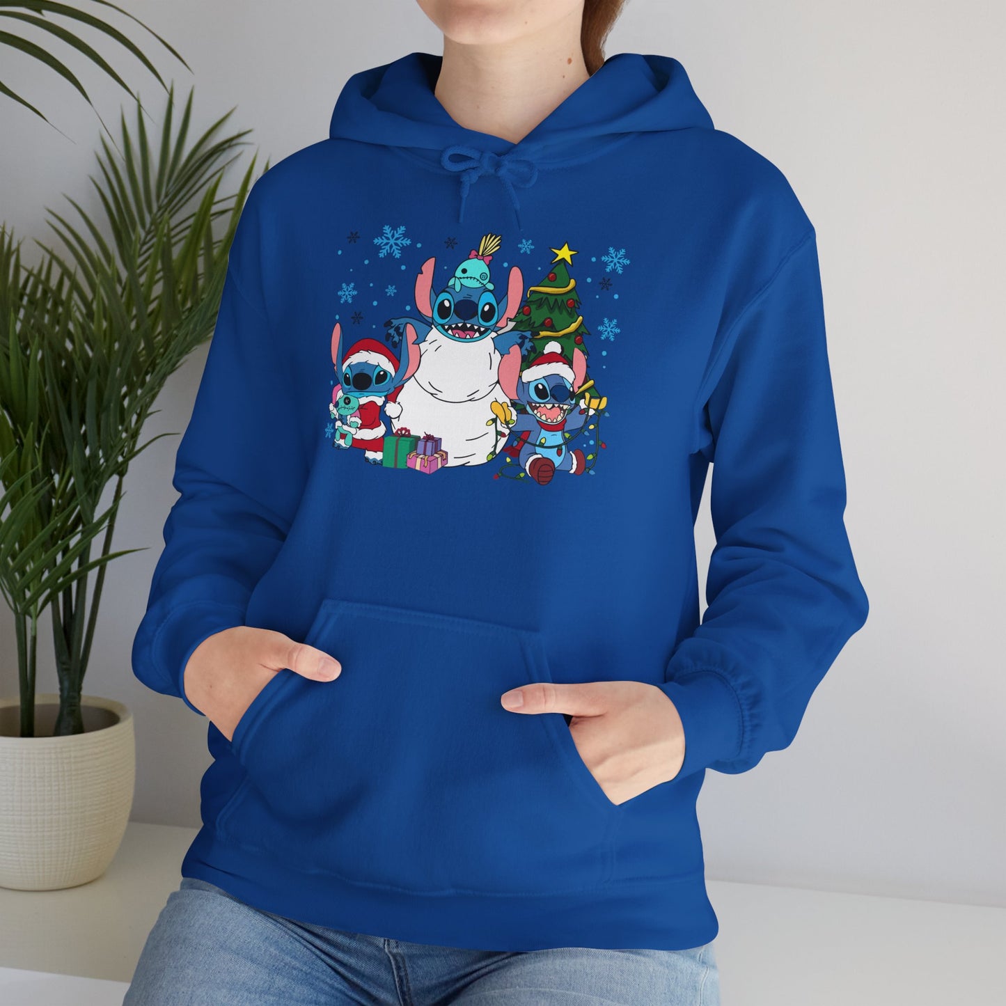Stitch Christmas Vibes Hoodie – Cute Holiday Trio Unisex Heavy Blend Sweatshirt