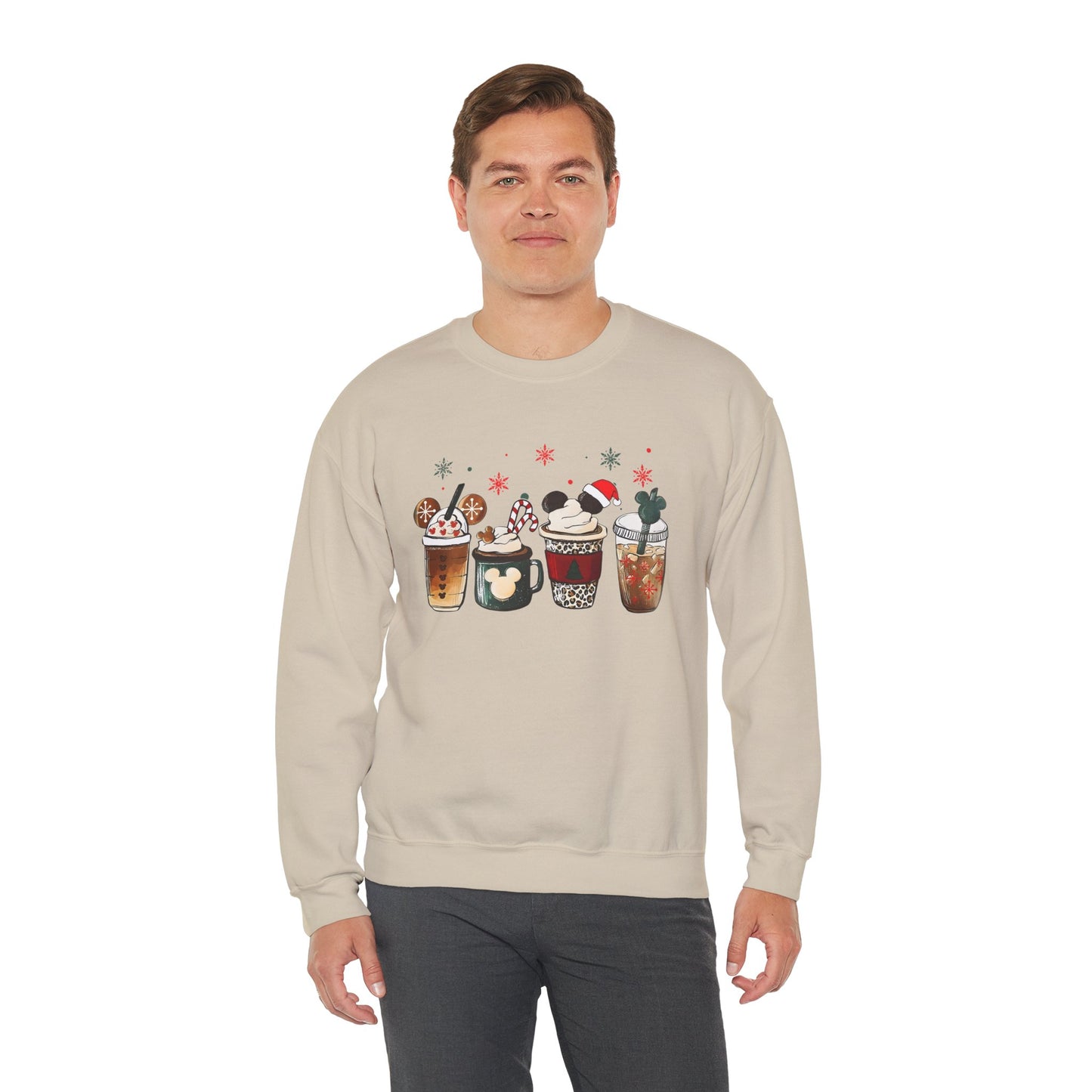 Christmas Coffee Lovers Crewneck – Cute Holiday Drink Art Sweatshirt (Unisex)