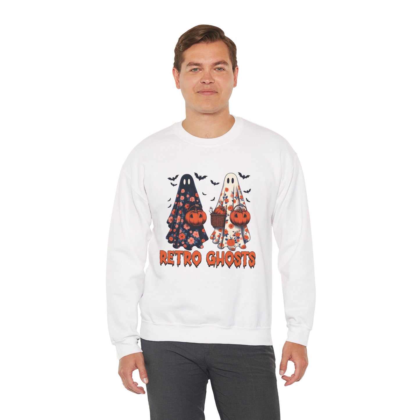 Retro Ghosts Unisex Heavy Blend Crewneck Sweatshirt